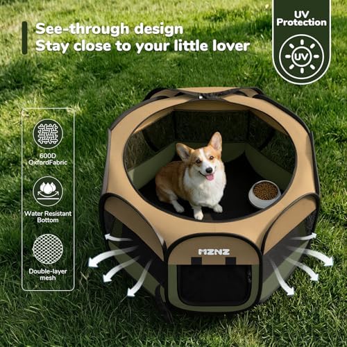 Dog Cat Small Animal Puppy Playpen Crate, Olive Green - Image 6