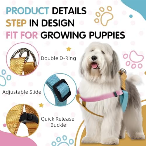 Blue Pink Tri-Color Large Dog Harness, No-Pull Step-in - Image 4