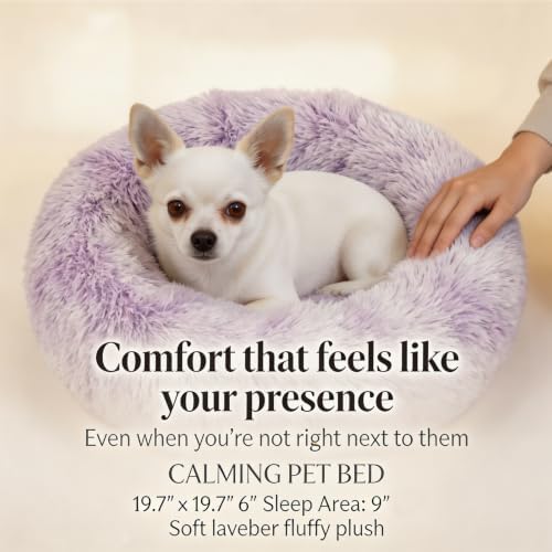 nononfish Cozy Calming Dog Bed, Soft Plush Donut Pet Bed - Image 2