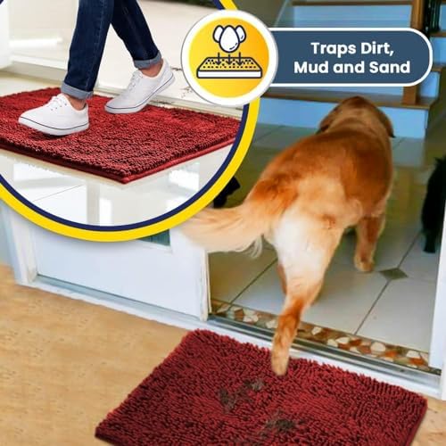 Muddy Mat® 2-Piece Red Medium 30"X19" AS-SEEN-ON-TV Highly Absorbent Microfiber - Image 5