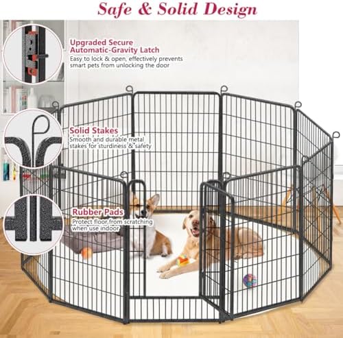 Dog Playpen 40 inch Dog Fence for Outdoor Indoor Use Heavy Duty Metal Dog Pen - Image 3