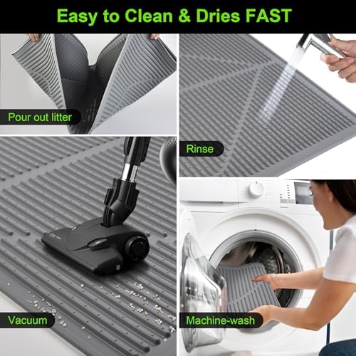 Mofason Cat Litter Mat Litter Trapping Mat XXL Grey Silicone Litter Box Mat - Image 5