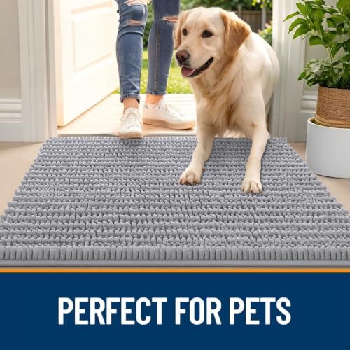 OLANLY Dog Door Mat for Muddy Paws 40x32, Ultra-Absorbent Chenille Mud Mat - Image 6