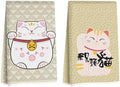 2 Pcs Japanese Lucky Cat Kitchen Towels, Cat Gifts Reusable Dish Towels by Hanamiya+Na