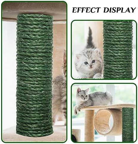 Green Sisal Rope, 1/4 Inch, for Cat Scratching Post, DIY Hemp Twine - Image 5