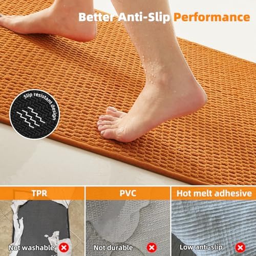 TYUU Bathroom Runner Rugs, Long Bath Mat Runner Washable Thin Quick Dry Low - Image 3