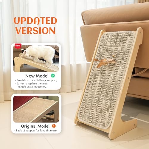 PETKARAY Cat Scratcher, Sisal Cat Scratching Ramp, L Shape Scratch Board - Image 2
