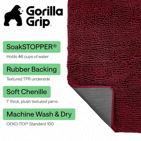 GORILLA GRIP SoakSTOPPER Dog Door Mat, Machine Wash and Dry, 60x36 Burgundy - Image 3
