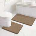 Bcoimo U Shaped Bath Rug Mat Set, 2 Piece Chenille Latte Toilet Bathroom Rug by Bcoimo