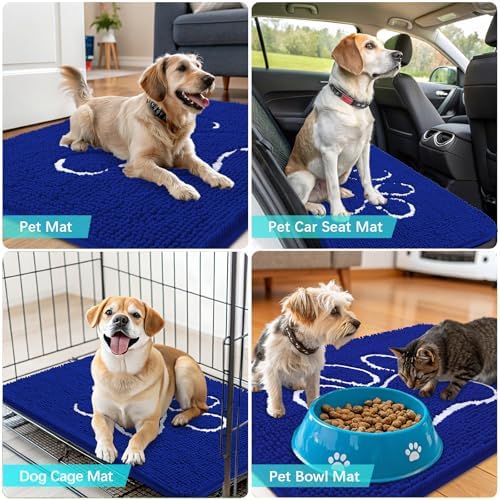 OLANLY Dog Door Mat for Muddy Paws 36x24, Paw Print Design Chenille Mud Mat - Image 7