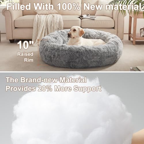 45 in Faux Fur Fluffy Donut Dog Bed - Image 3