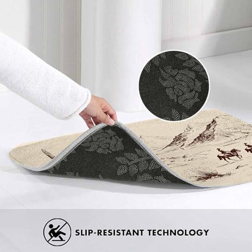 Cowboys Bath Mats for Bathroom Wild West Desert Lanscape Silhouette Prairie - Image 5