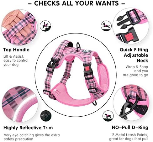 PoyPet Plaid Dog Harness Large, No Pull Vest - Image 3