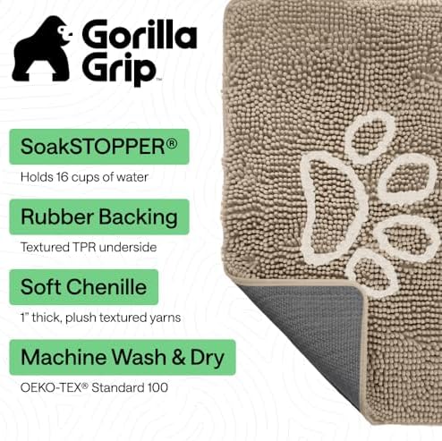 GORILLA GRIP SoakSTOPPER Dog Door Mat, Machine Wash Dry, 36x24 Beige Ivory - Image 3