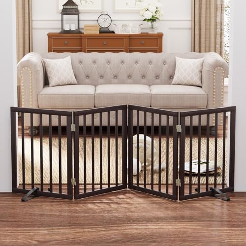 Freestanding Dog Gate Folding Brown Dog Gates - Image 2