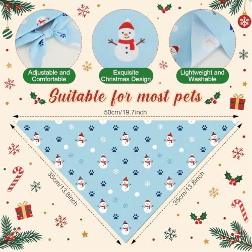 Preboun 100 Pcs Christmas Paw Print Dog Bandanas Bulk, Xmas Party - Image 3