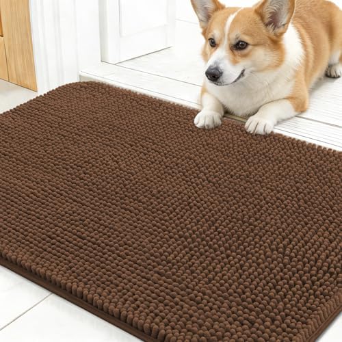 OLANLY Dog Door Mat for Muddy Paws 24x16, Super Absorbent Chenille Mud Mat by OLANLY