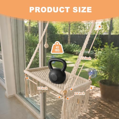 Cat Window Perch with Foldable Hook, Handwoven Catio - Image 3