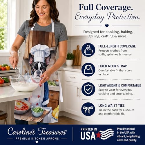 Caroline's Treasures Boston Terrier The Chef Apron Cooking Kitchen Server - Image 4