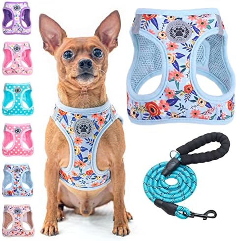BEAUTYZOO Small Dog Harness and Leash Set, No Pull Puppy Pet Vest-Floral by BEAUTYZOO
