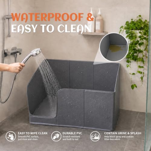 PETKARAY Extra Large Waterproof Cat Litter Box Enclosure Splash Guard - Image 3