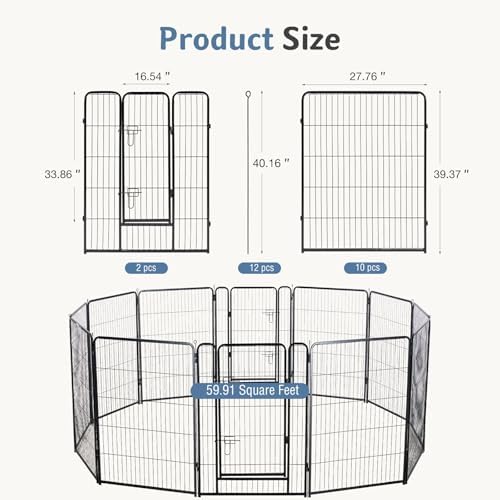DUMOS Dog Playpen 40 Inch 12 Panels Indoor Outdoor Metal Pet Fence - Image 5