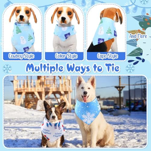 60 Pcs Winter Dog Bandanas Bulk, Snowflake Adjustable Pet Scarf,M - Image 5