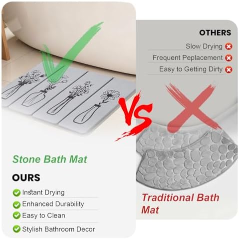 Gray Quick Dry Diatomaceous Foldable Stone Bath Mat - Image 4