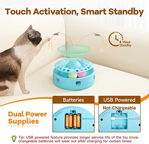 Potaroma Cat Toys 3-in-1 Automatic Interactive Kitten Toy, Fluttering Butterfly - Image 6
