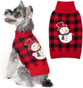 KYEESE Dog Christmas Sweater for Small Dogs with Red Buffalo Plaid Snowman by KYEESE