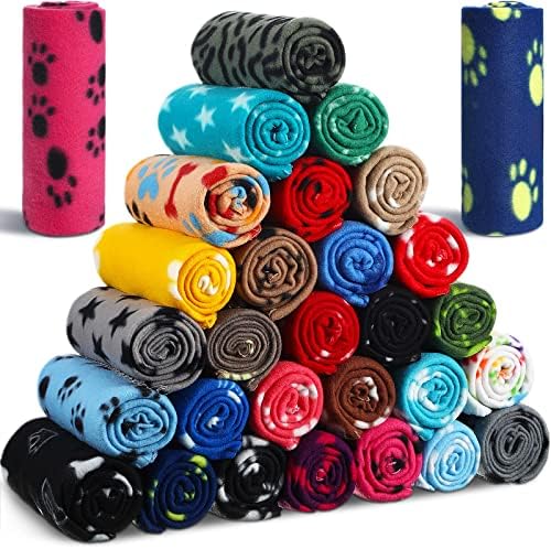 Chumia 28 Pcs Puppy Blanket Bulk Fleece Dog Blanket, 28x40 Inch, 28 Styles by Chumia