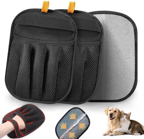 2 Pack Pet Hair Removal Gloves, Five-Finger Reusable Electrostatic Pet Hair by Unknown