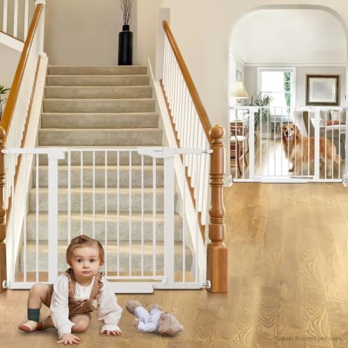 Cumbor 2 Pack 30-46" Baby Gate for Stairs, Auto Close Dog Gate Indoor White - Image 3