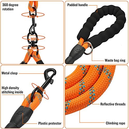 Double Dog Leash Reflective Detachable Coupler &360° Swivel Tangle Free - Image 3