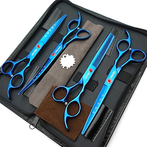 KINGSTAR 7.0in Titanium Blue Professional Pet Grooming Scissors Set, Straight & - Image 2