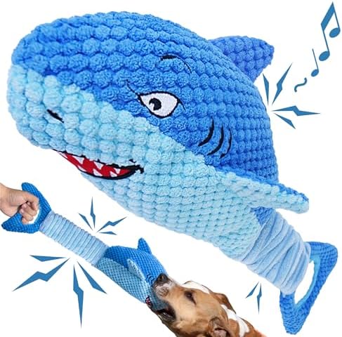 LEGEND SANDY Squeaky Dog Toys for Large Dogs – Interactive Plush Shark Toy by LEGENDSANDY
