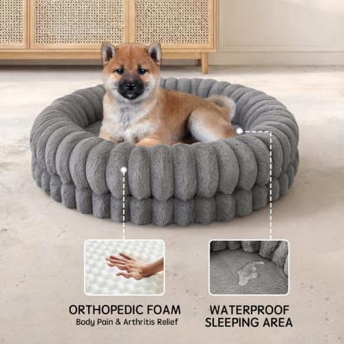 BALANCE Luxury Donut Dog Bed, 30 Inches Round Dog Bed Medium Size Dogs Washable - Image 4