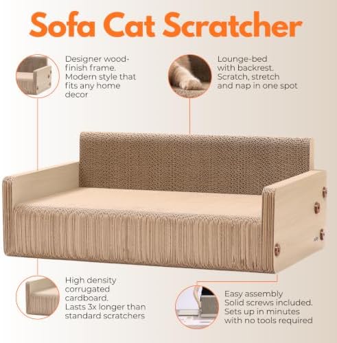 Cat Scratcher Lounge Chair – Horizontal Large Cat Scratcher Bed, Cardboard Cat - Image 5