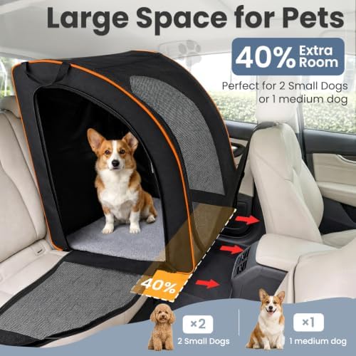 Dog Car Seat, Enclosed Carrier for Pets Travel Safety Dog Crate Soft-Sided - Image 3