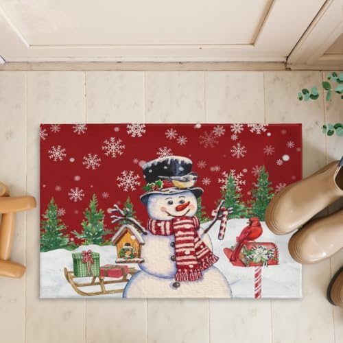 Giwawa Winter Snowman Bath Rug Red Bird Washable Bathroom Mat 16x24 Inch - Image 7