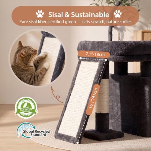 Heybly Cat Tree Extra-Long & Stable 2 Adjustable Scratch Boards HCT210SG - Image 4
