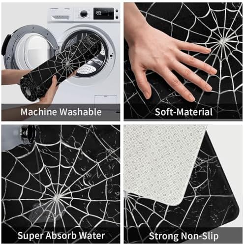 Spider Web Bath Mat Non-Slip Soft Microfiber Bathroom Rugs Washable Bathmat - Image 6
