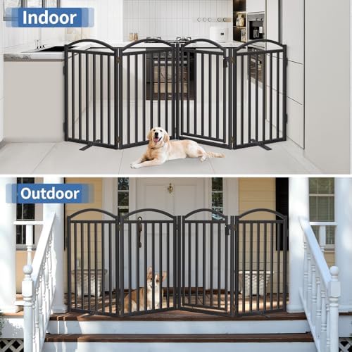 Malier Metal Freestanding Dog Gates, Outdoor Indoor Dog Fences, Extra Wide - Image 5