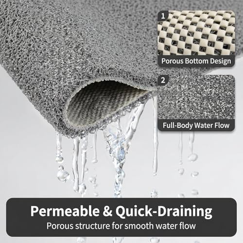Square Shower Mat Non Slip, 24 x 24 Inch Soft PVC Loofah Shower Mats - Image 4