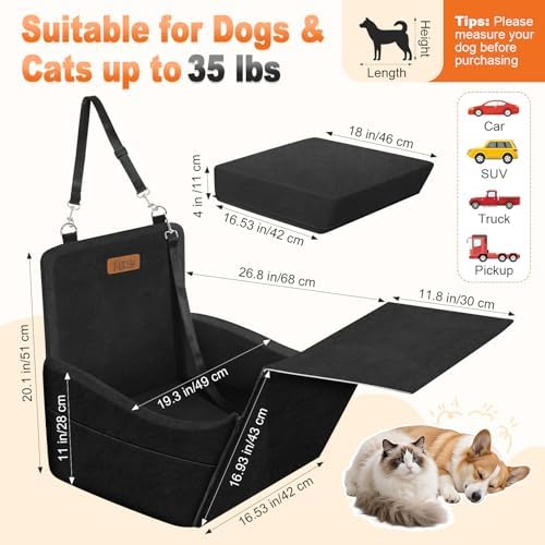 Elevated Dog Car Seat for Small and Medium Dogs Up to 35 lb - Image 4