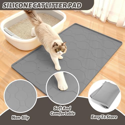 Silicone Cat Litter Mat, 34“ x 22” Waterproof Cat Litter Mats - Image 6