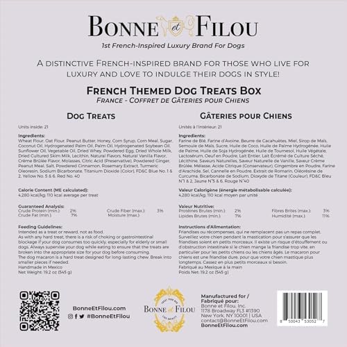 Bonne et Filou French Style Dog Treats, Gourmet Gift Box, 21 Luxury Macarons, Truffles & Bone Cookies, Healthy & Delicious Snacks for Medium to Large Dogs - Image 7
