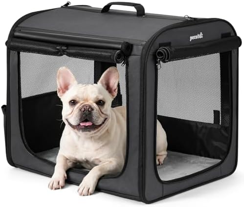 Dog Car Carrier Light Weight 24×17.7×20.5in, Foldable Dog Carrier, Dark Gray by pecute