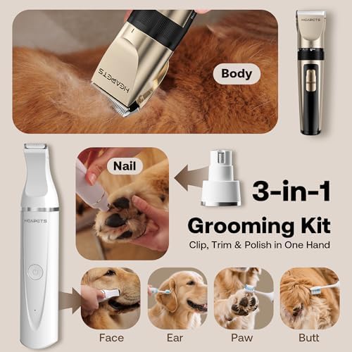 HEAPETS Dog Hair Clippers for Grooming Kit and Dog Paw Trimmer Nail Grinder for - Image 2