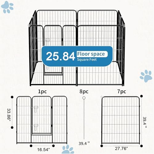 NEWBULIG Dog Playpen Indoor 8 Panels 40 Inch, Metal Outdoor Dog Fence Pen - Image 5